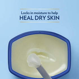 Vaseline dabbed on lips showing moisturization and protection