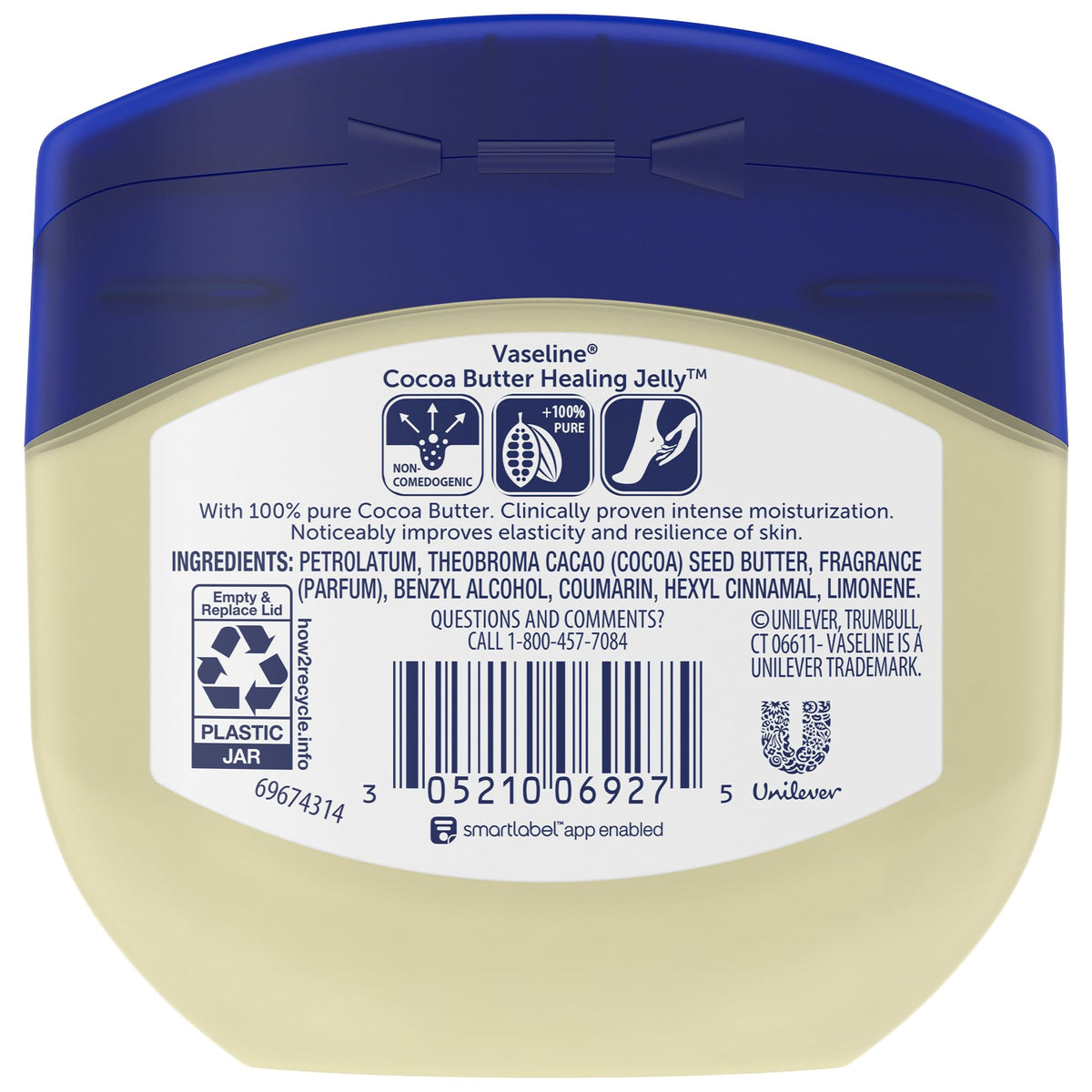 Vaseline open tub texture showing cocoa butter-rich smoothness
