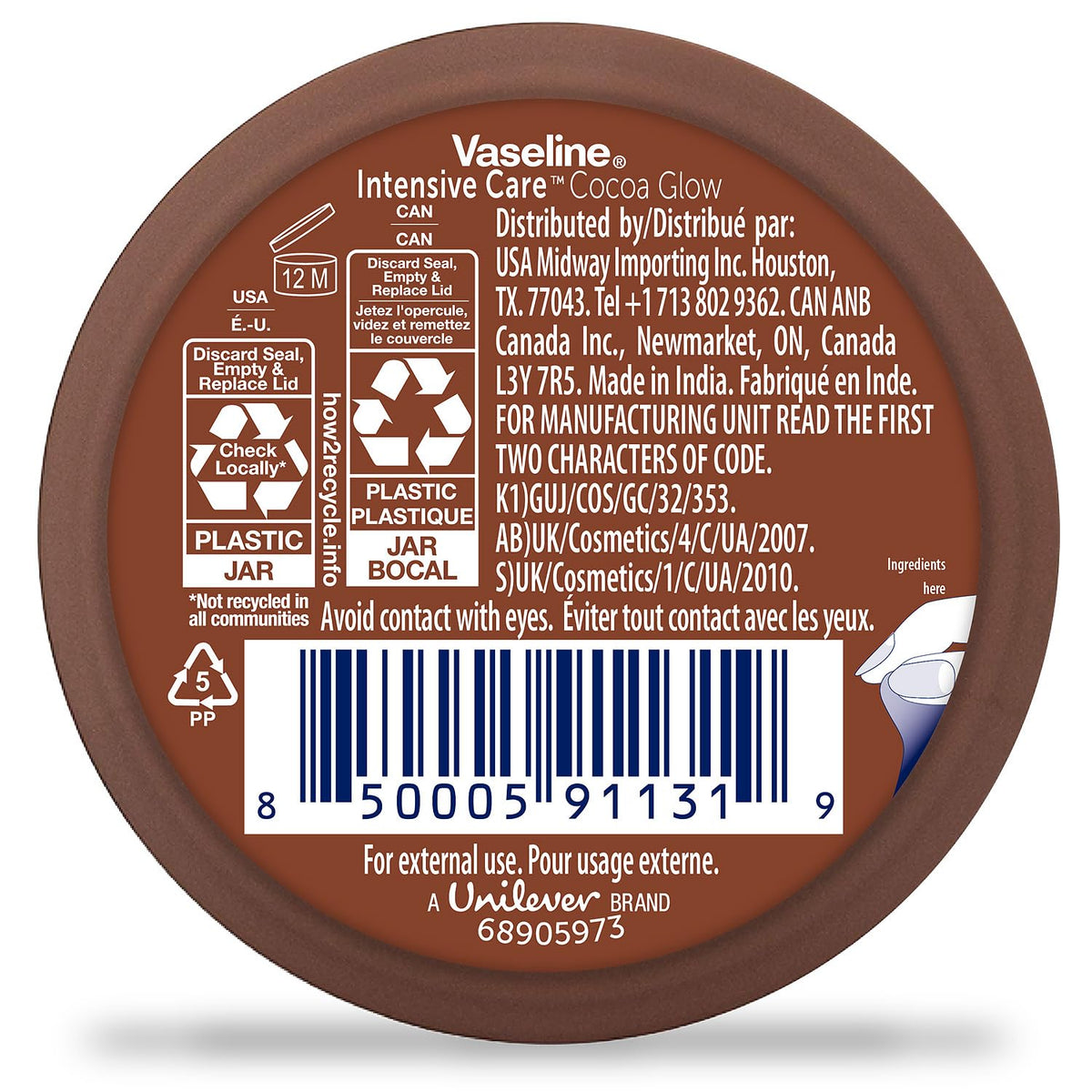 Vaseline open tube showing creamy cocoa texture for quick absorption