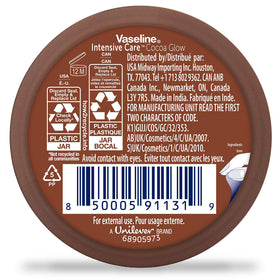 Vaseline open tube showing creamy cocoa texture for quick absorption