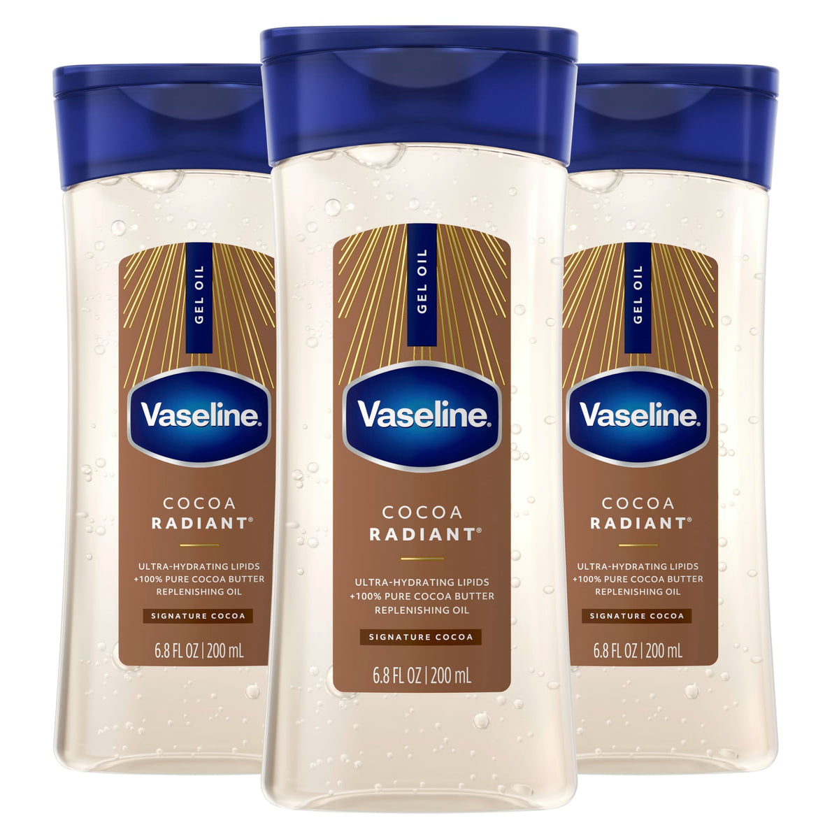 Vaseline front packaging showing three bottles for consistent hydration