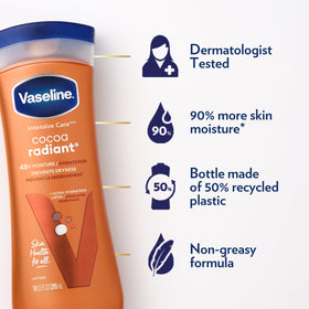 Vaseline open cap pump close-up showing easy dispensing benefit