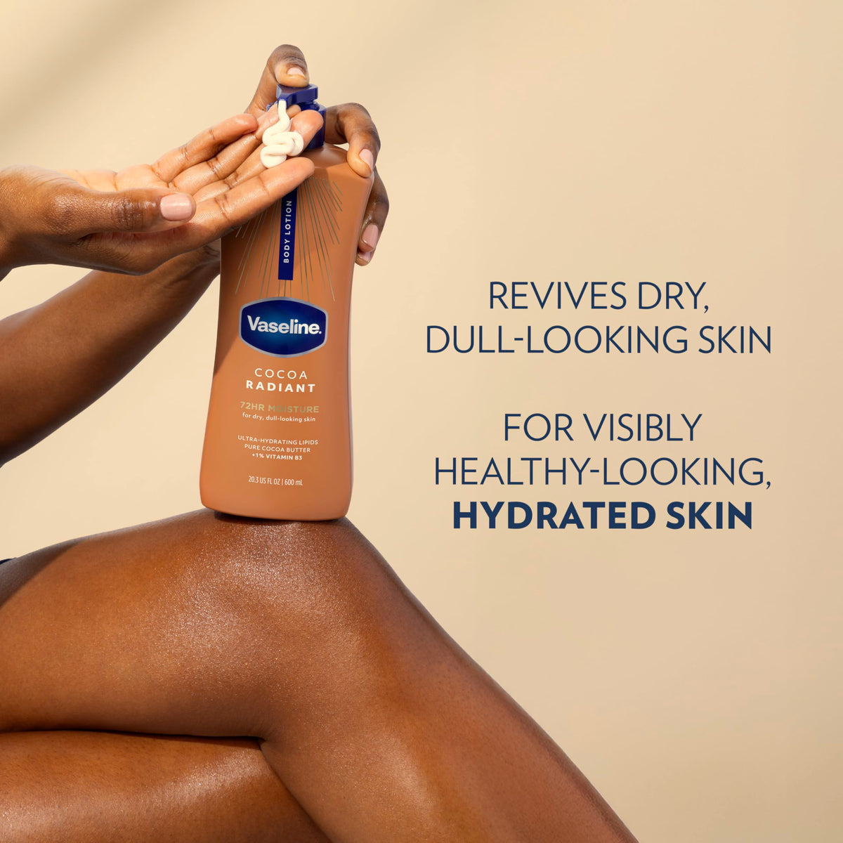 Vaseline bottle with recycled-plastic badge emphasizing eco-conscious packaging