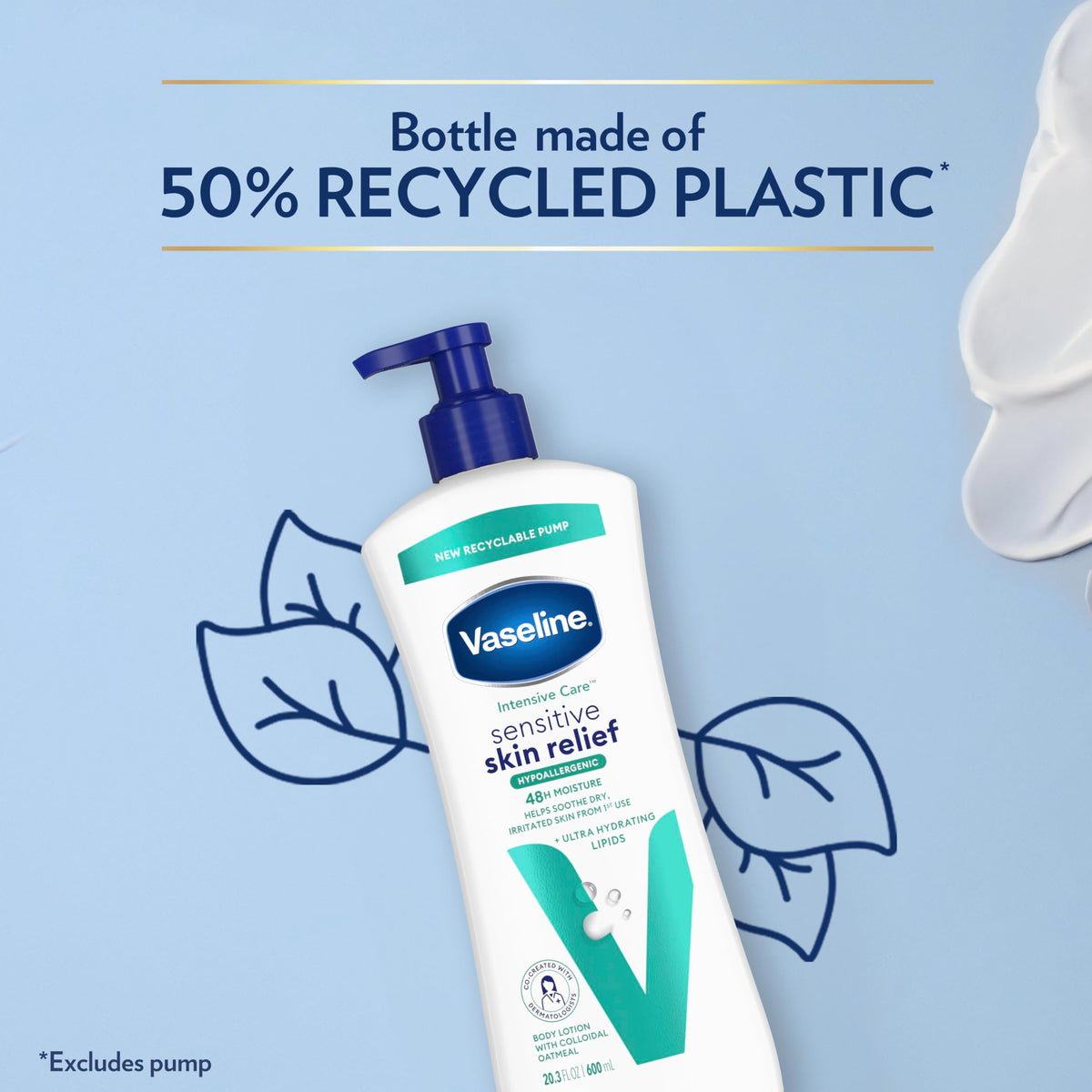 Vaseline four bottles arranged illustrating pack value and consistent supply