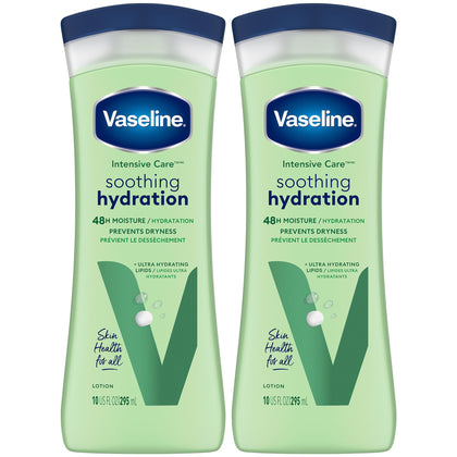 Vaseline front packaging 2-pack showing product and benefit of consistent hydration