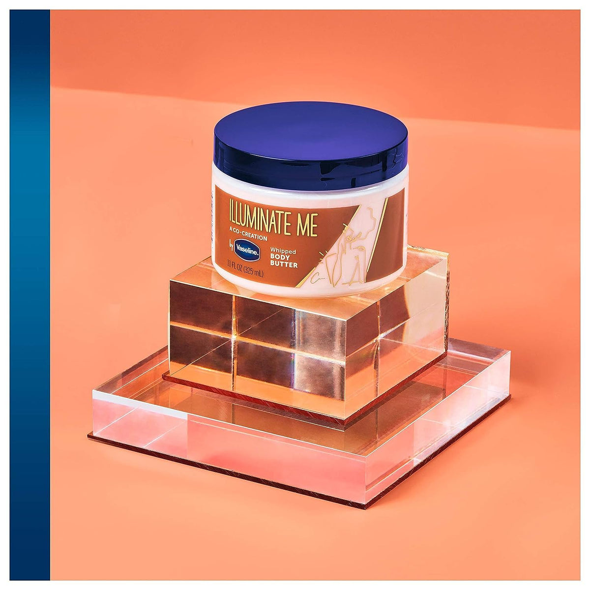 Vaseline jar open top view revealing light whipped body butter