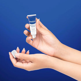 Vaseline label and ingredients closeup highlighting trusted petrolium-based care