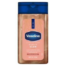 Vaseline label close-up reading vanilla cocoa scent and comforting aroma