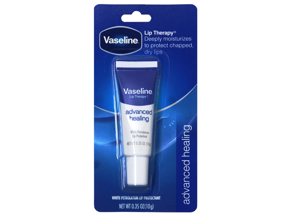 Vaseline front packaging showing compact 0.35 oz pot and brand benefit