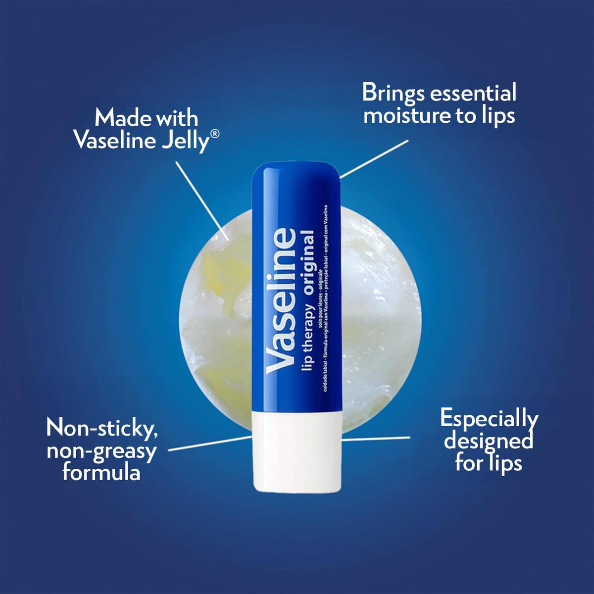Vaseline open cap with balm exposed ready for precise lip application benefit