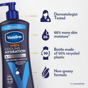 Man applying Vaseline lotion on hand for instant cooling and hydration
