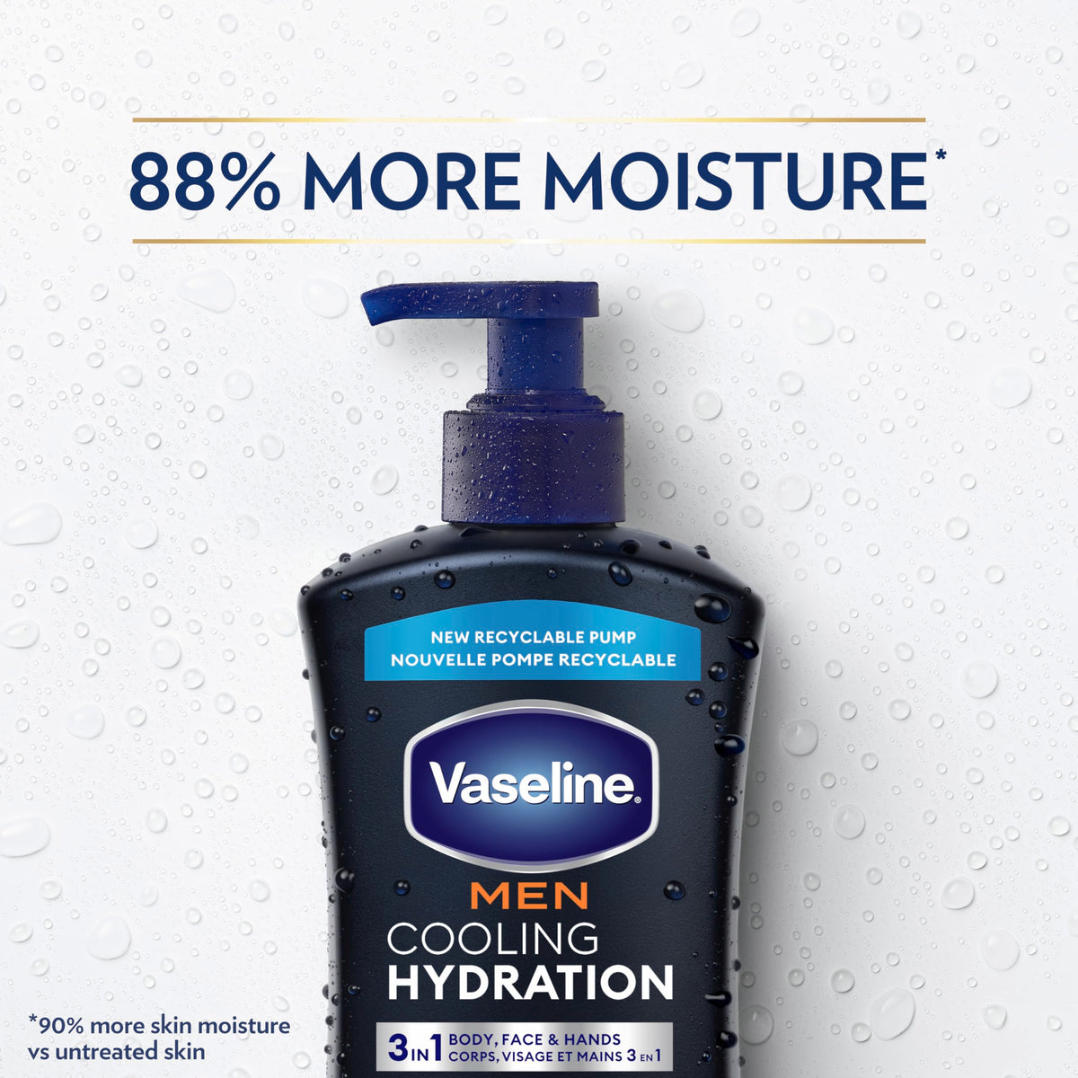 Vaseline label showing ultra-hydrating lipids and clinical moisture claim