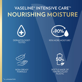Twelve Vaseline bottles arranged to display multipack value and consistent care