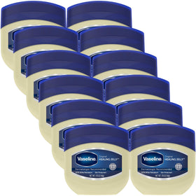 Vaseline pack of 12 front view showing compact jars and portability benefit