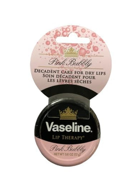 Vaseline Pink Bubbly applied on lips in lifestyle shot showing subtle rosé shine