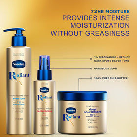 Vaseline Radiant X cream texture close-up showing rich shea butter nourishment