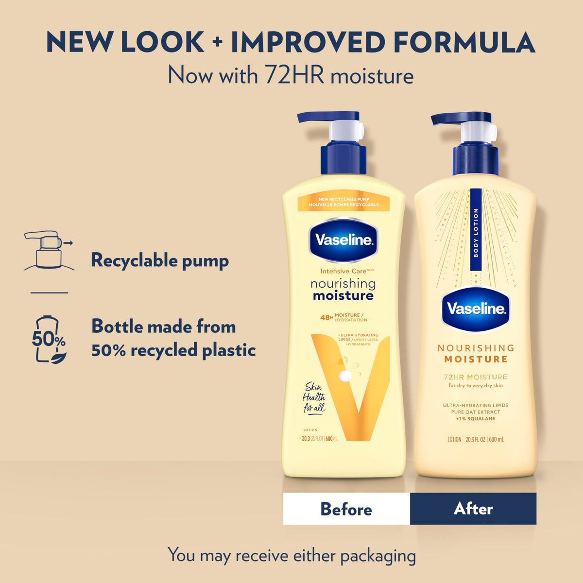 Vaseline recyclable pump top demonstrating eco-friendly packaging benefit