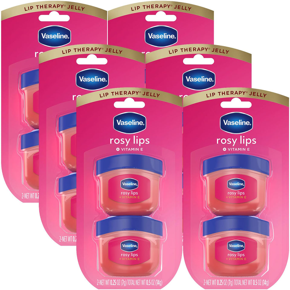 Vaseline front packaging showing 12-pack and rosy color for easy selection