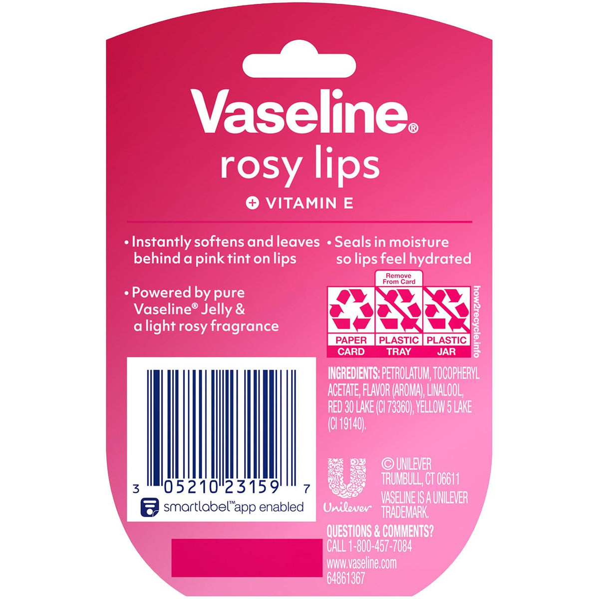 Vaseline mini jar open revealing rosy-tinted balm ready for application