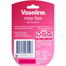 Vaseline mini jar open revealing rosy-tinted balm ready for application
