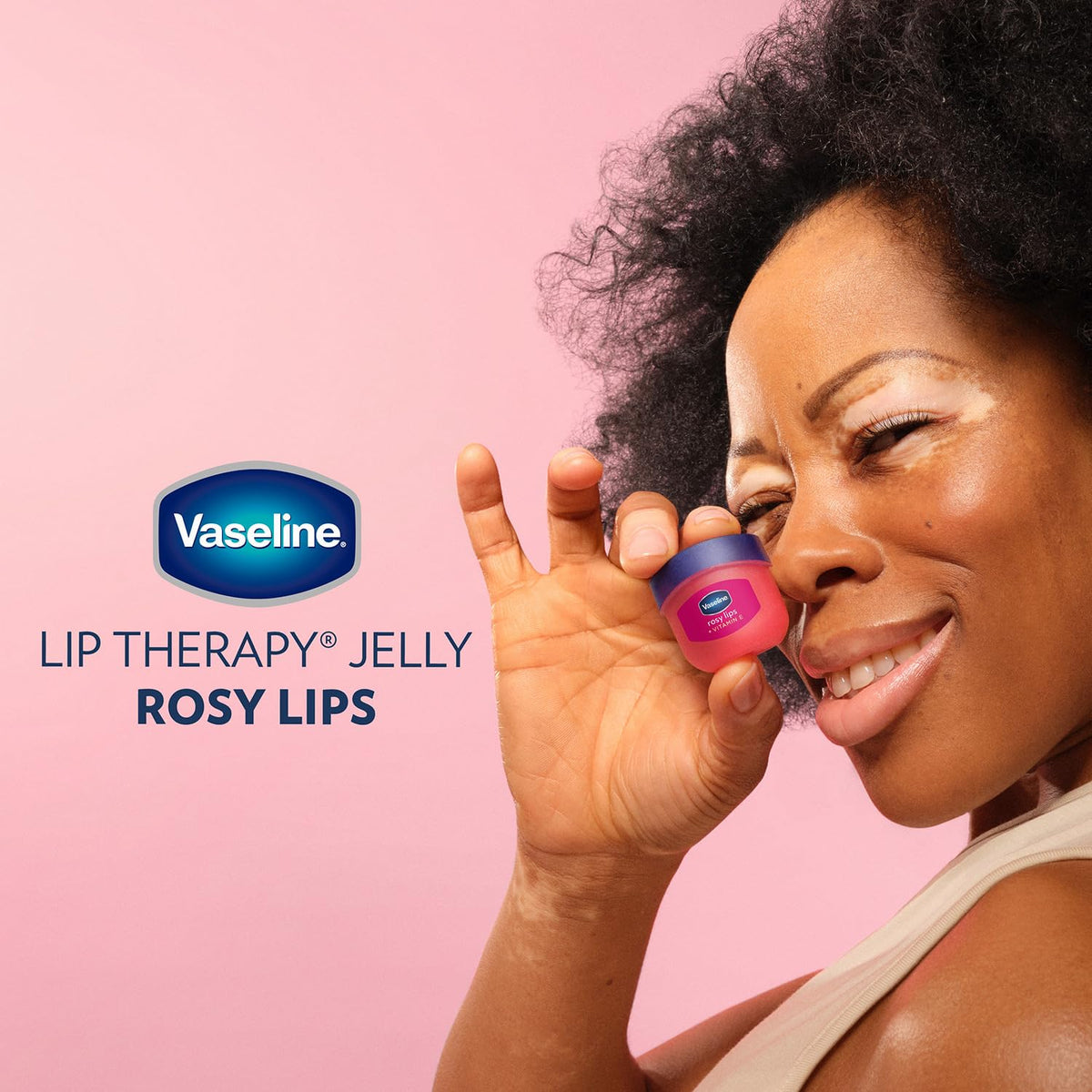 Vaseline jar on travel vanity with cosmetics showing travel-friendly practicality