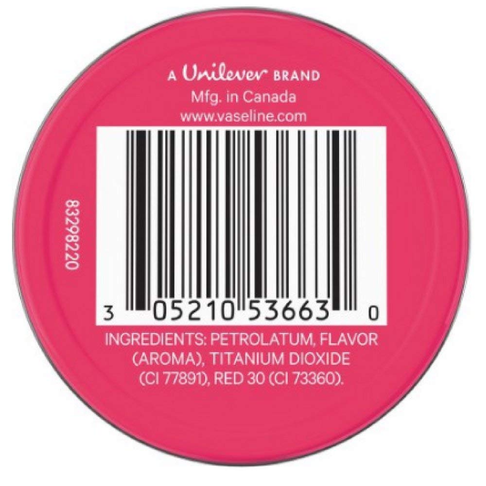 Vaseline rosy lips open tin close-up of soft tinted jelly texture for smooth application