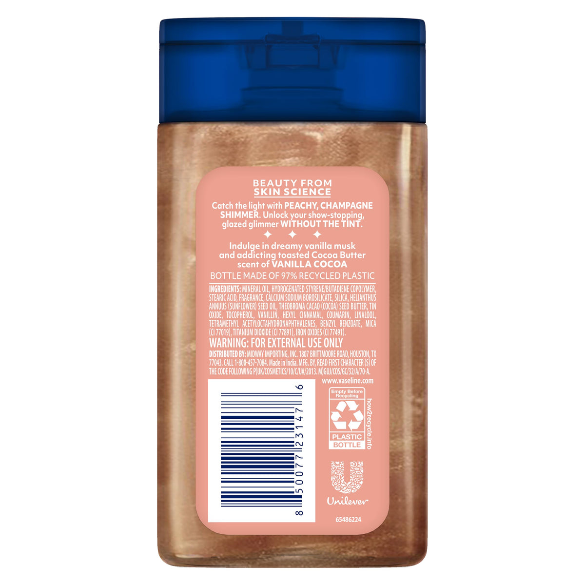 Vaseline shimmer on skin detail revealing subtle luminous finish