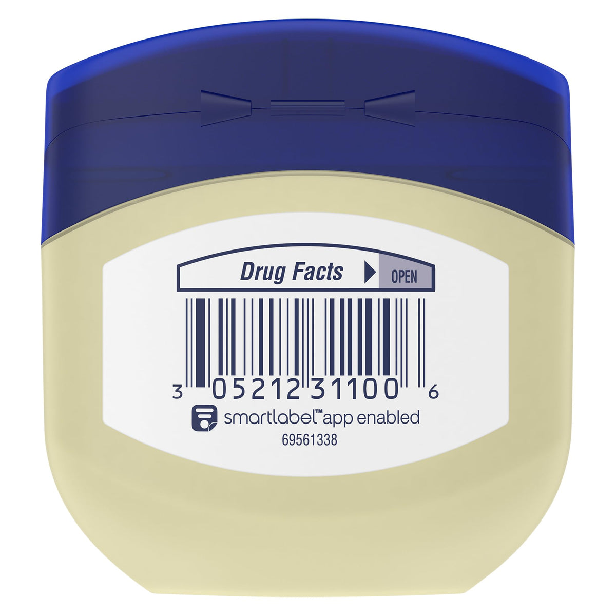 Vaseline single jar open with visible jelly for easy-access benefit