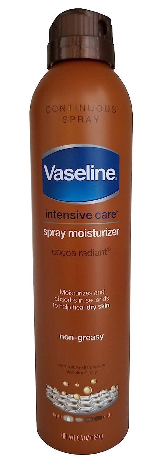 Vaseline Spray & Go front packaging showing twin 6.5 oz cans for convenient hydration