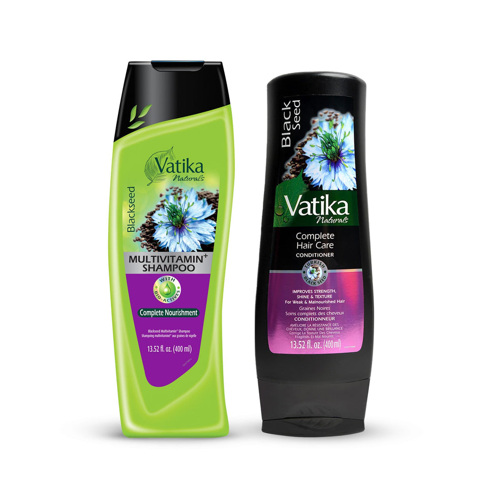 Vatika Naturals front packaging showing the blackseed combo and benefits