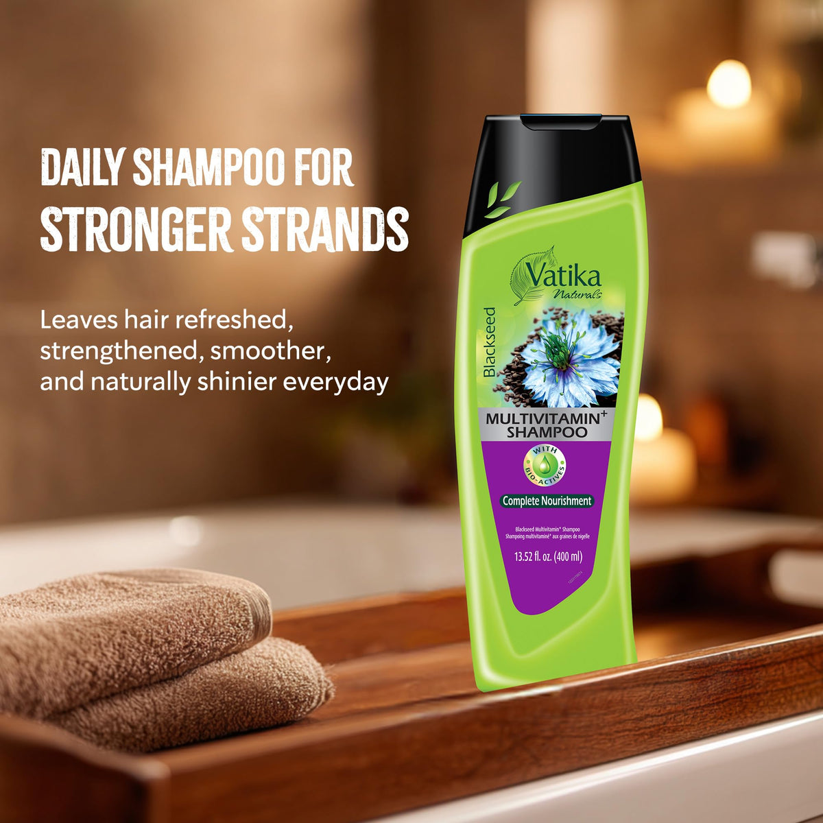 Vatika Naturals bottles in hand to show 400ml size and value