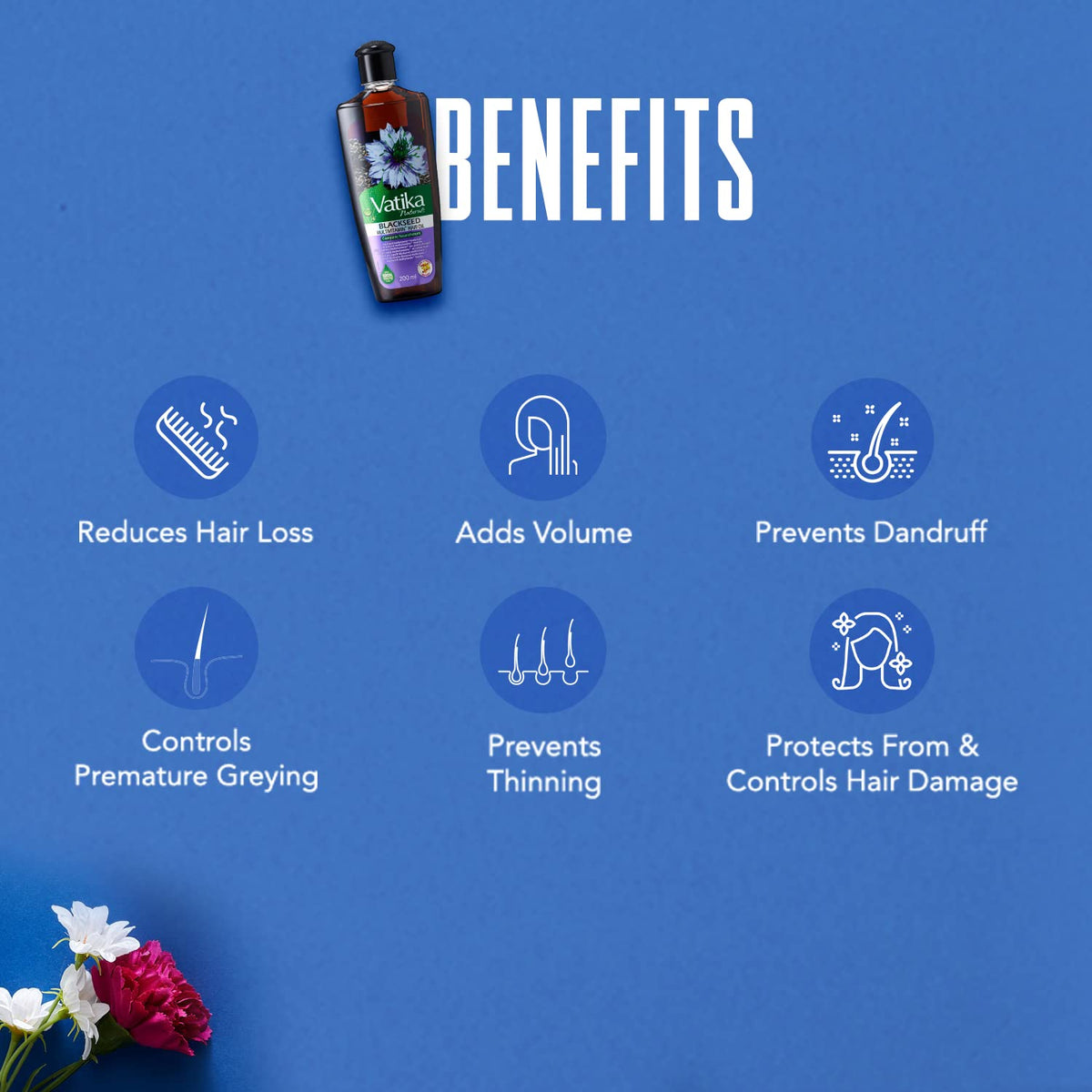 Vatika oil applied to hair demonstrating detangling benefit