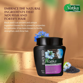 Vatika Naturals pouring black seed oil into mask highlighting nourishment