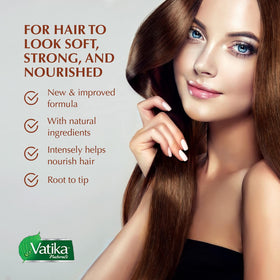 vatika naturals before and after hair lengths showing softer shinier results benefit