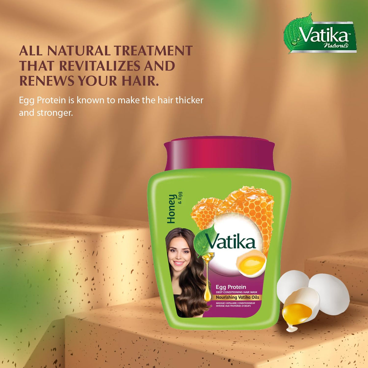 Vatika Naturals open jar close-up of creamy texture with conditioning benefit