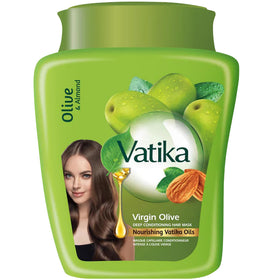 Vatika Naturals front packaging showing 500g tub and branding benefit nourishing formula
