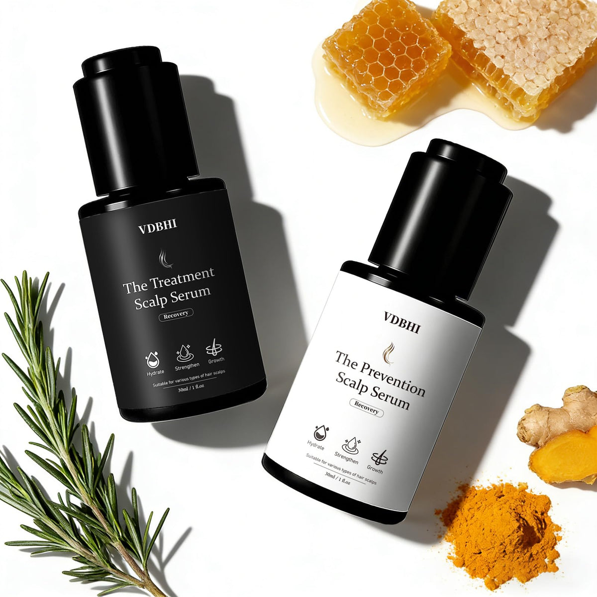 VDBHI scalp serum dropper dispensing clear formula for precise application
