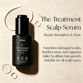 VDBHI volumizing serum bottle detail highlighting pump for easy use