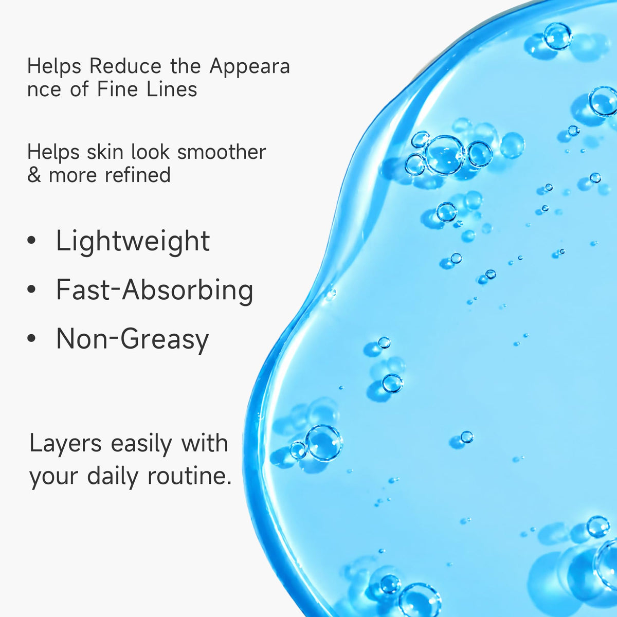 Vectium drop of serum texture showing lightweight consistency and hydration boost