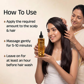 Vedix Keshamrut applied during scalp massage promoting improved circulation