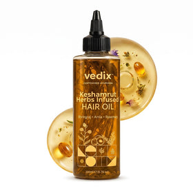 Vedix Keshamrut front bottle showing product and benefits