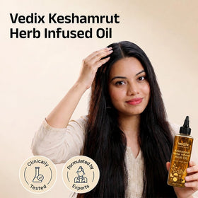 Vedix Keshamrut pack of three bottles stacked for value and routine use