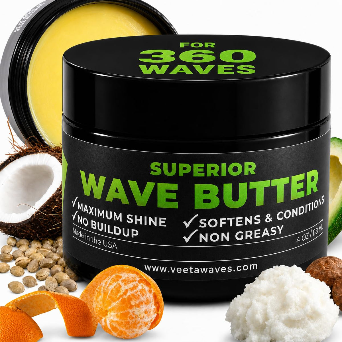 Veeta front jar wave butter showing label and compact 4 oz size benefits