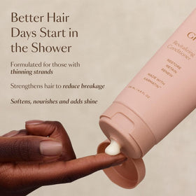 VEGAMOUR applying conditioner to mid-lengths and ends to reduce breakage