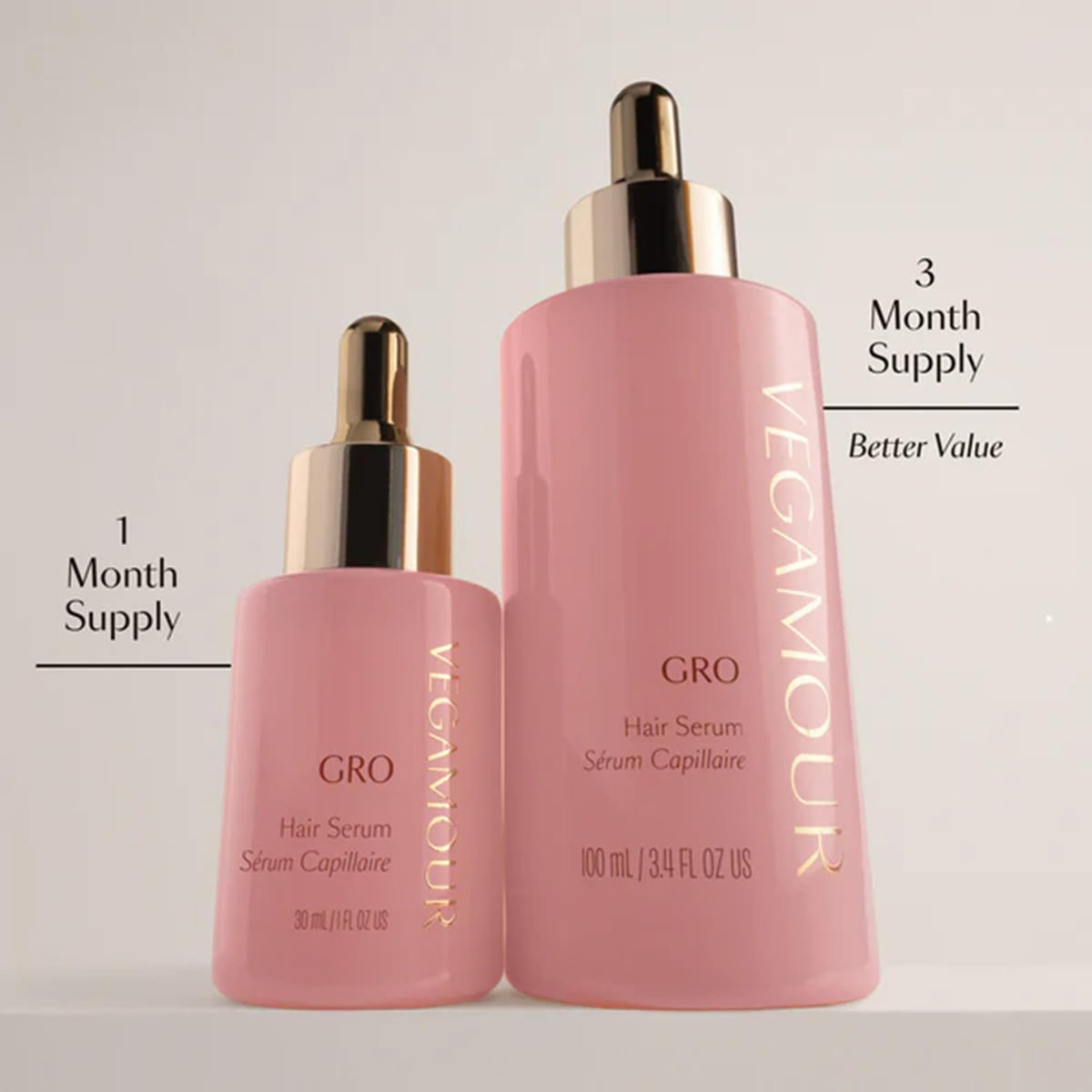 VEGAMOUR GRO dropper applying serum and promoting easy daily use