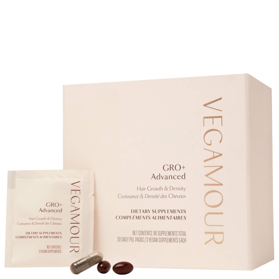 VEGAMOUR front box packaging showing daily 30-packet supply and benefits