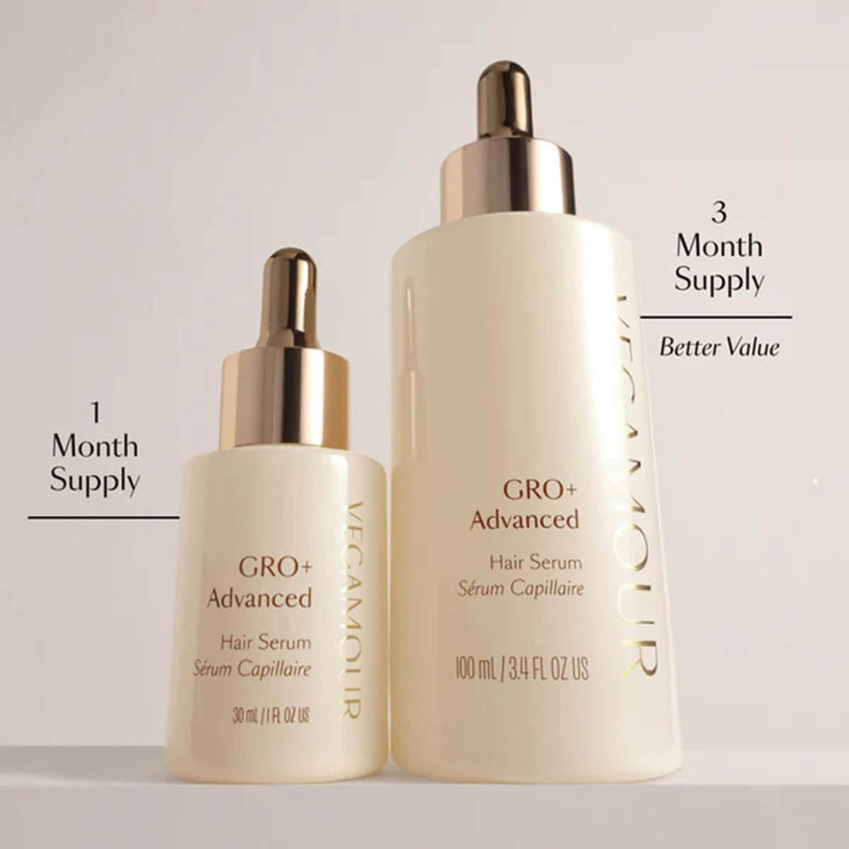 VEGAMOUR closeup dropper delivering controlled serum for precise application