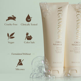 vegamour conditioner paired with shampoo promoting balanced system