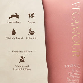 VEGAMOUR shampoo being applied in shower for hydrated hair