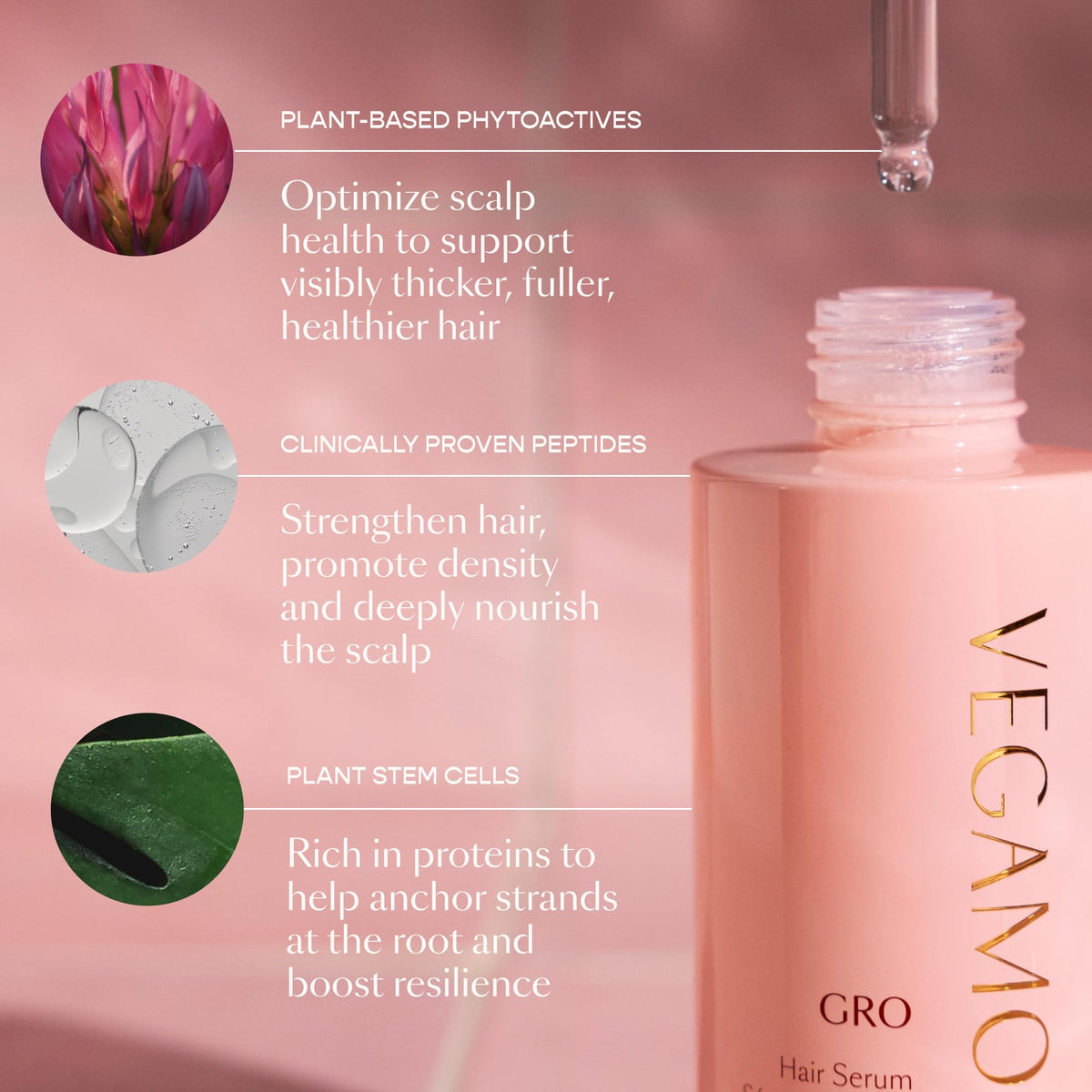 VEGAMOUR size comparison in hand to show 1.0 fl oz travel-friendly convenience